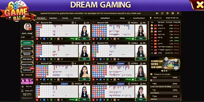 cổng game bài trực tuyến Sảnh game bài trực tuyến Dream Gaming với giao diện chất lượng